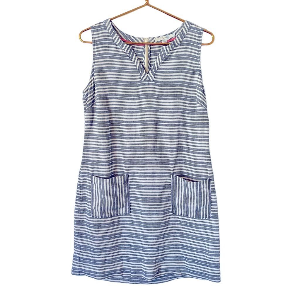 Boden Striped Linen Sheath Dress,‎ Size 8
